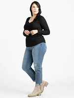 Women's Ribbed Henley Tee