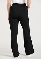 Women's High Rise Black Crepe Knit Wide Leg Pant