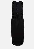 Women's Button Front Midi Dress