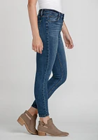 Women's Exposed Button Power Sculpt High Rise Skinny Jeans