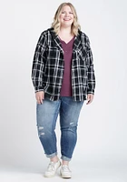 Women's Flannel Hooded Plaid Shirt