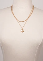 Disc Pendant Layered Chain Necklace