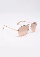 Women's Rose Metal Aviator Sunglasses