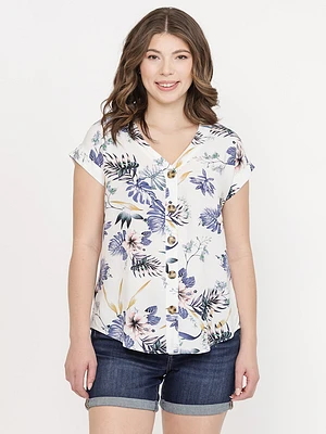 Women's Tropical Button Front Top