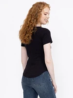 Women's Washed Ribbed Henley Tee