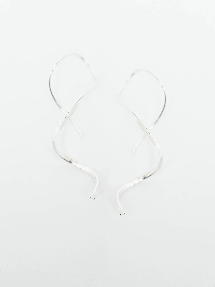 Women's Silver Pull Through Earrings