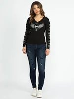 Women's Skull Long Sleeve Tee