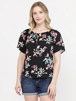 Women's Tropical Peasant Top