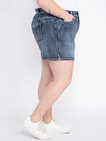 Women's Plus 2 Button Flap Pocket Denim Shortie