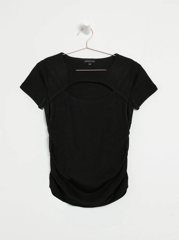 Women's Cut Out Side Ruched Top