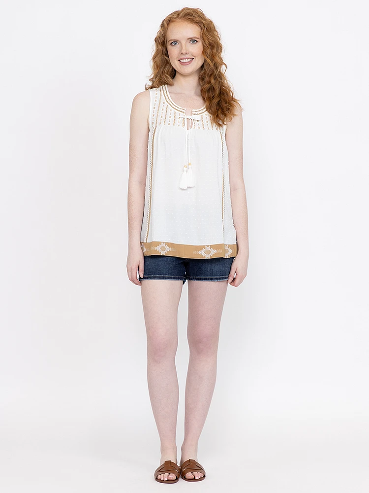 Women's Embroidered Peasant Tank