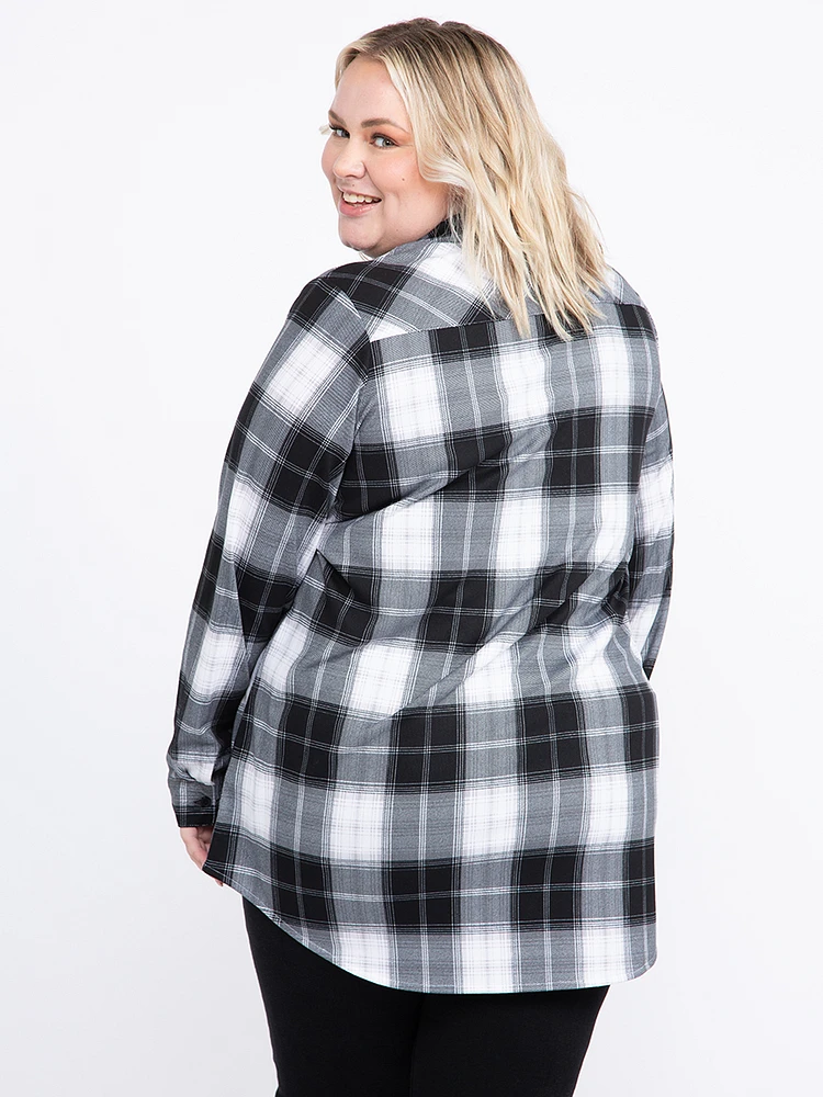 Women's Knit Plaid Tunic