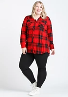 Women's Brushed Knit Plaid Tunic Shirt