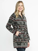 Women's Geometric Hooded Coat