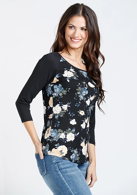 Women's Floral Baseball Tee