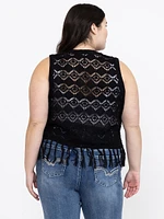 Women's Crochet Fringe Vest