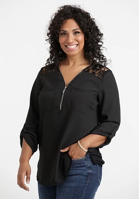 Women's Lace Insert Blouse