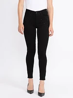 Women's Black Skinny Jeans with Rhinestone