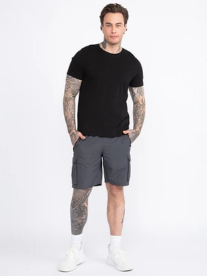 Men's Grey Nylon Cargo E-Waist Short