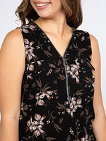 Women's Floral Half Zip Tank