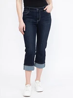 Women's Relaxed Dark Rinse Wash Jean Capri