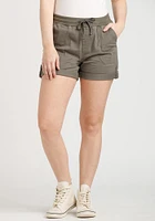 Women's Knit Waist Stretch Twill Utility Shortie