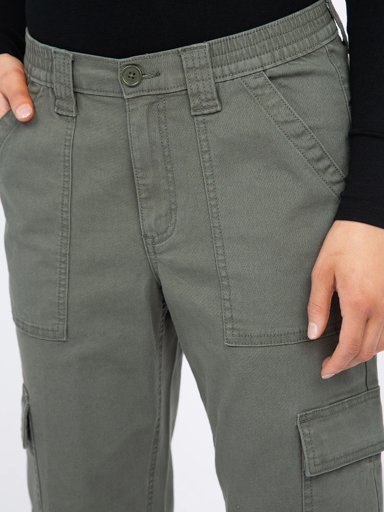 Women's Stretch Canvas Elastic Waist Cargo Pants