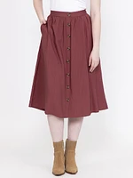 Women's Button Front Midi Skirt