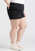 Women’s Plus High Rise Black Destroyed Cuffed Jean Shortie