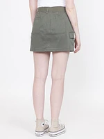Women's Light Olive Knit Waist Cargo Mini Skort