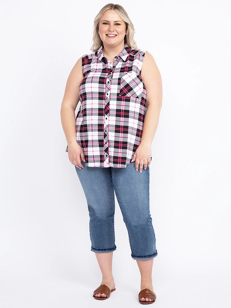Women's Sleeveless Plaid Shirt