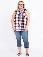 Women's Sleeveless Plaid Shirt