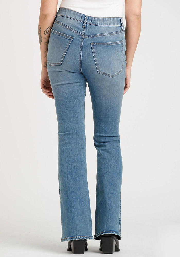 Women's High Rise Side Slit Flare Jeans