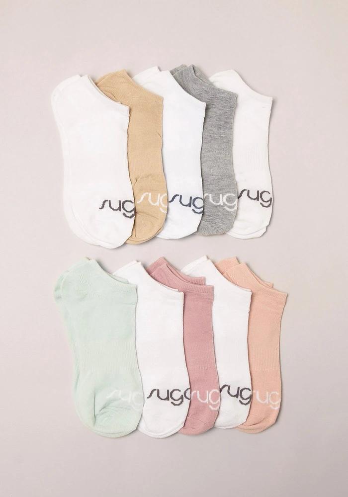 Sugar 10 Packk No Show Pastel Socks