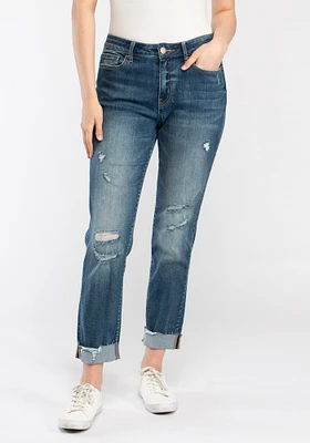 Women's Destroyed Cuffed Girlfriend Jean