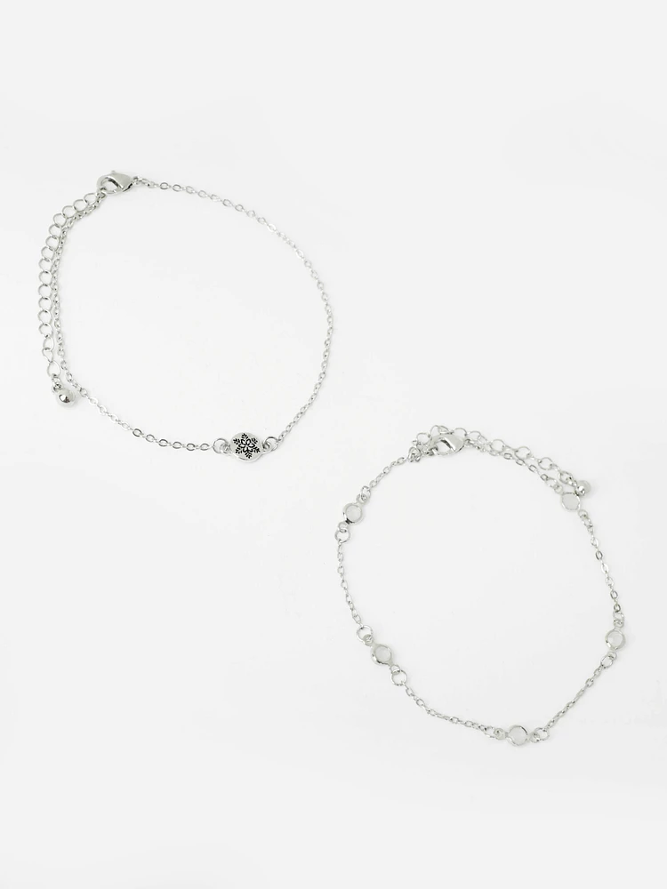 Women's Snowflake Chain Bracelet Set