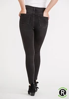 Women's REPREVE® Black High Rise Exposed Button Skinny Jeans