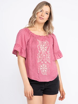 Women's Embroidered Peasant Top