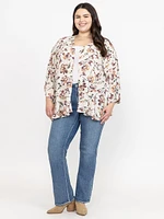 Women's Floral Ruffle Cardigan