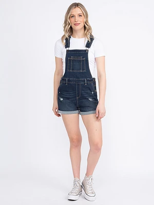 Women's Destroyed Cuffed Denim Shortall