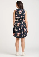 Women's Floral Half Button Dress