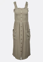 Women's Button Front Midi Dress