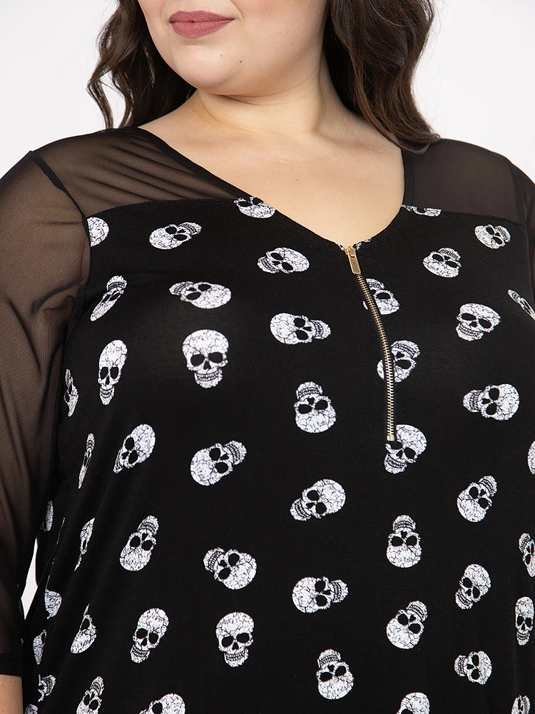 Women's Skull Half Zip Top