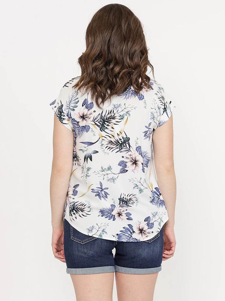 Women's Tropical Button Front Top