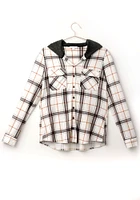 Women's Hooded Plaid Shirt