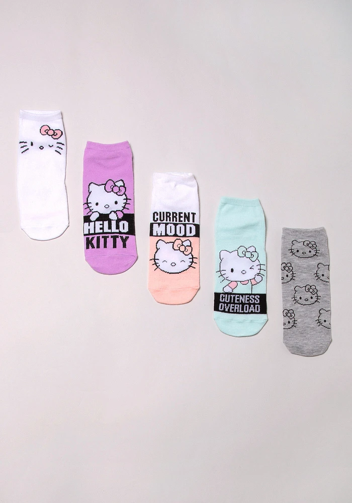 5Pk Hello Kitty Current Mood No Show Socks