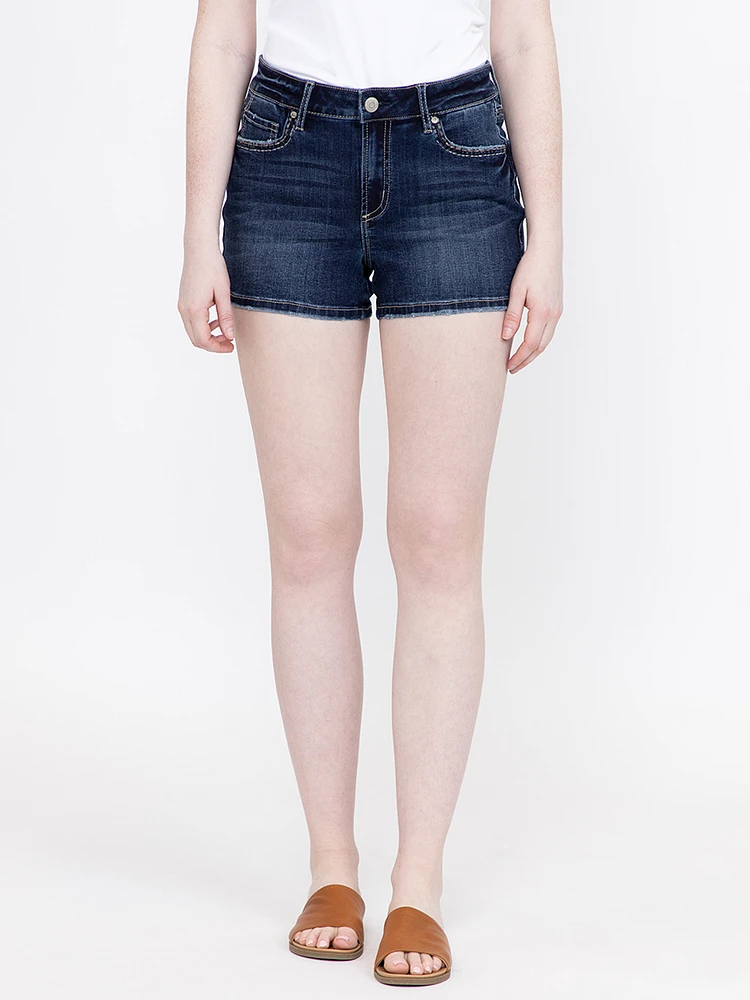 Women's Multi Thread Thick Stitch Dark Wash Shortie