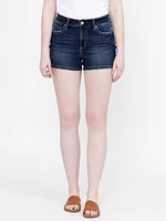 Women's Multi Thread Thick Stitch Dark Wash Shortie