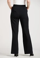 Women's High Rise Black Crepe Knit Wide Leg Pant