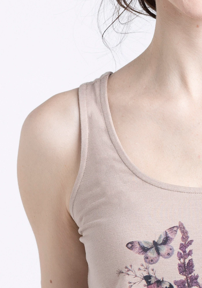 Women's Floral Butterfly Ladderback Tank